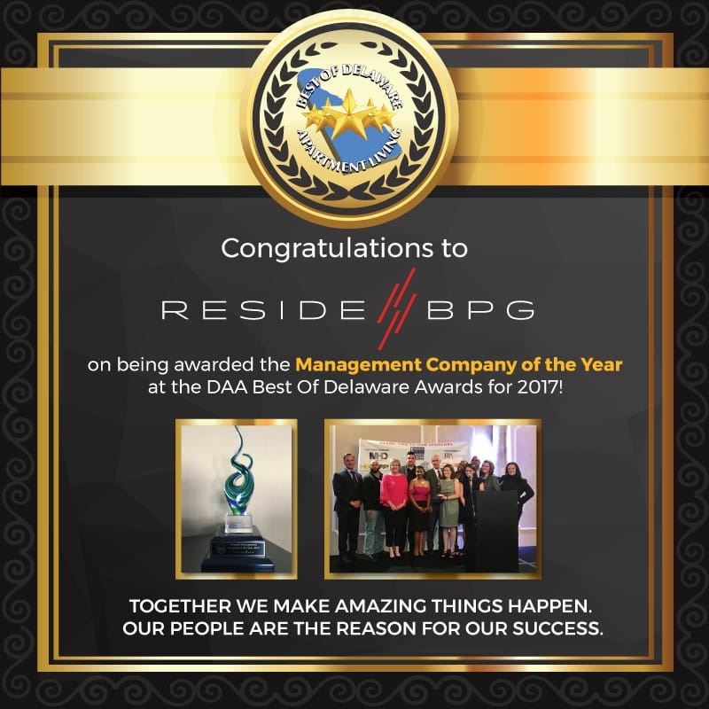 ResideBPG Awarded Management Company of the Year!