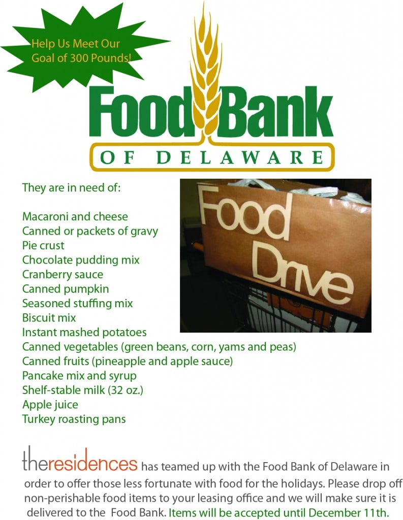 The Residences is Hosting a Food Drive for the Holidays!