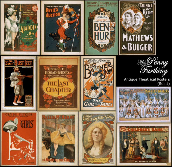 VIntage Poster Collage - Antique Theater Posters