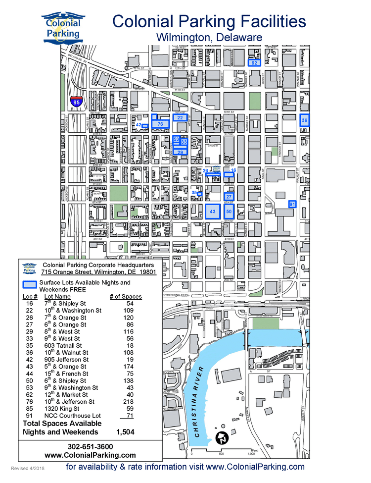 Map of colonial parking in downtown wilmington de