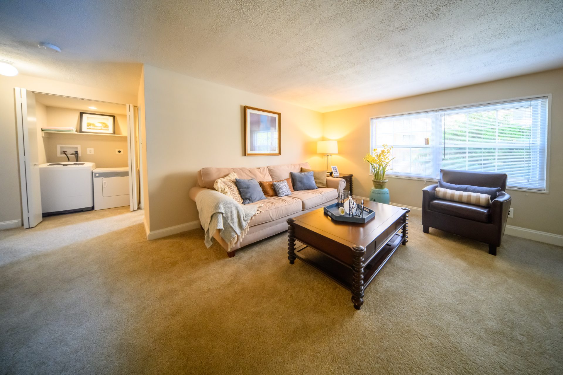 Living room at Greenville Place apartments in Greenville Delaware