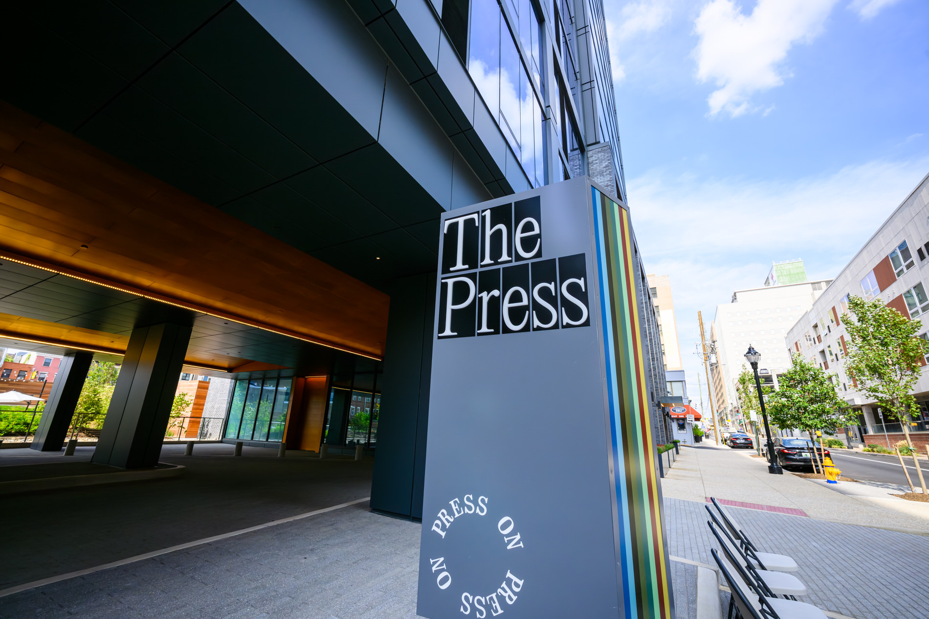 The Press in Downtown Wilmington sign logo entrance